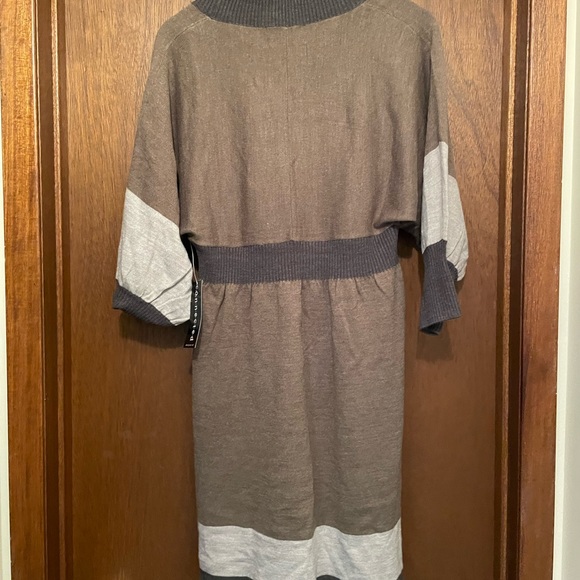 Neutral Brown Tone Connected Apparel Sweater Dress - Picture 3 of 3